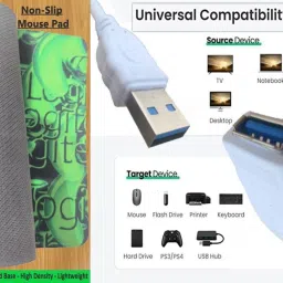 ANJO Wired Keyboard-LED Mouse-Pad-USB Hub 3.0-2in1 OTG Type C&Micro-Ext Cable 1.5m Combo Set image 5