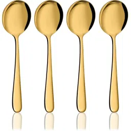 Monika Gold PVD Coating Desert Soup Spoon Stainless Steel Cutlery Set-0