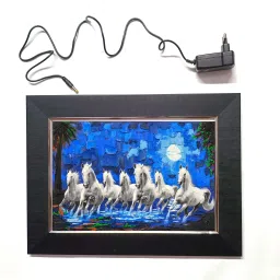 7 WHITE HORSES PAINTING LED FRAME 11.5 BY 15.55 15.5 inch LED PHOTO FRAME-35