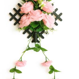 Artificial Rose Flower Wall Hanging for Home Decoration Pink Rose Artificial Flower with Pot-image-11