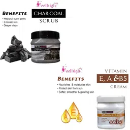 FEELHIGH Combo Of Activated Charcoal Face Scrub & Vitamin E A B5 Cream - 500ml Each image 2