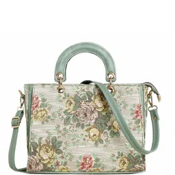 Exotic Floral Printed Structured Handheld Bag image 2