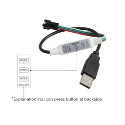 5-24V MINI 3Key LED Controller for WS2811 WS2812B LED Light Strip with USB Cable image 3