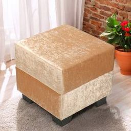 ikiriya Iris Solid Wood Ottoman Pouffee in Jute Brown fabric-picture-20