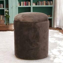 ikiriya Wayne Solid Wood Ottoman Pouffee in Taupe Brown Velvet-picture-31