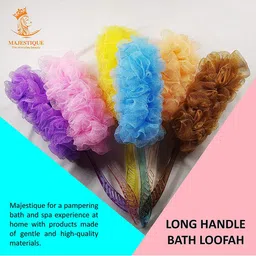 MAJESTIQUE Set of Mesh Bath Belt, Long Handle Bath Loofah & Mesh Bath Shower Sponge image 5