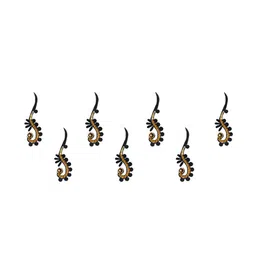 Comet Busters 7 Pcs Beaded Reusable Designer Bindis - Black & Gold-Toned image 3