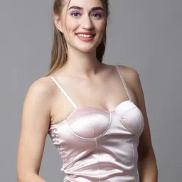 PrettyCat Half Coverage Lightly Padded Satin Bralette Bra With All Day Comfort image 3
