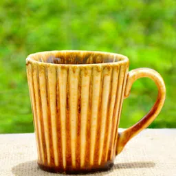 StyleMyWay Brown Set of 2 Handcrafted Textured Ceramic Glossy Mugs 300 ML Each image 2