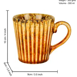 StyleMyWay Brown Set of 2 Handcrafted Textured Ceramic Glossy Mugs 300 ML Each image 3