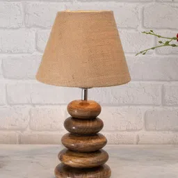 Homesake Brown Self-Design Table Lamp With Brown Jute Shade  LED Bulb Included image 2