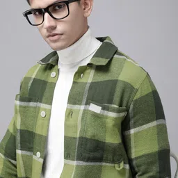 THE BEAR HOUSE 
Men Checked Heavy Flannel Cotton Shacket-picture-22