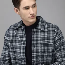 THE BEAR HOUSE 
Men Checked Heavy Flannel Cotton Shacket-image-47