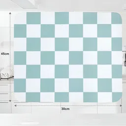 HomeCloud Green & White Checked  Printed Super Absorbent Rectangle Dish Drying Mat image 2
