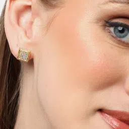 SOHI Silver-Plated Square Studs Earrings image 2