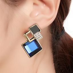 Goho Stone Studded Contemporary Drop Earrings-58