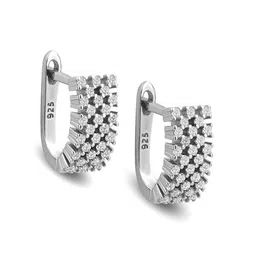 GIVA 925 Sterling Silver Rhodium-Plated & White Small Hoop Earrings image 2