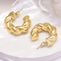 Rubans Voguish Gold-Plated Hoop Earrings image 4
