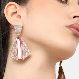 SOHI Gold-Plated Geometric Drop Earrings image 2
