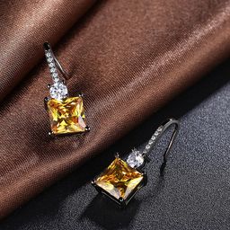 Yellow Chimes Yellow Square Drop Earrings image 2
