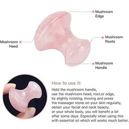 Getmecraft Rose Quartz Gua Sha - Mushroom Gua Sha & Teeth Eadge Gua Sha Massage Tool Set image 3