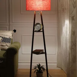 SANDED EDGE Rust 3 Tier Shelf Space Cylindrical Contemporary Floor Lamp image 4