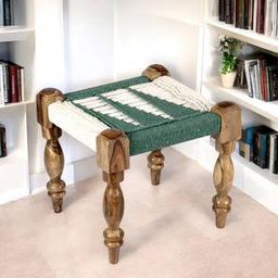 ikiriya Riaza Sheesham Wood Maachi Stool in Natural Jute & Silver Rope Canning-picture-27