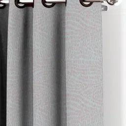 HOUZZCODE Set Of 2 Grey Abstract Printed Blackout Window Curtains image 2