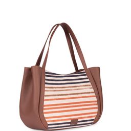 ZOUK Striped Oversized Structured Jute Shoulder Bag Up To 16 Inch image 3
