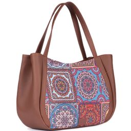 ZOUK Ethnic Motifs Printed Structured Jute Shoulder Bag Up to 16 inch image 3
