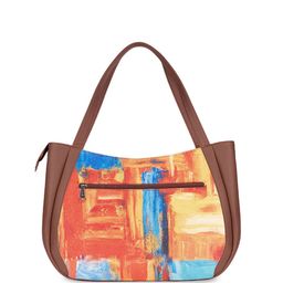 ZOUK Abstract Printed Oversized Structured Jute Shoulder Bag Up To 16 Inch image 3