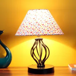 Devansh Multicoloured Printed Cotton Table Lamp With Iron Base image 2