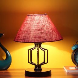 Devansh Pink Jute Table lamp with Iron Base image 2