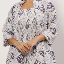 SHOWOFF Plus Plus Size Abstract Printed Smocked Basic Jumpsuit With Shrug image 2