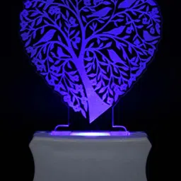 NMII Green & Red Printed Heart With Tree Acrylic 3D Illusion Plug Night Lamp image 3