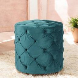 ikiriya Dallas Solid Wood Ottoman Pouffee in Turquoise Sea Velvet-picture-12