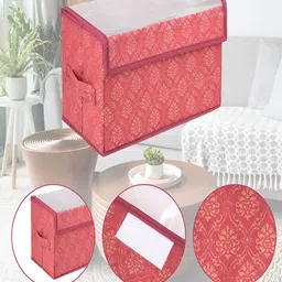Kuber Industries Maroon 3 Pieces Velcro Transparent Drawer Box with Handle Organisers image 2