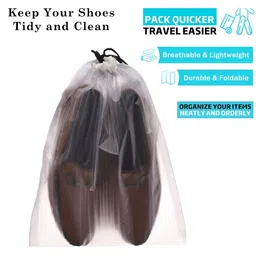 Kuber Industries Transparent & Black Set Of 12 Printed Shoe Cover-4