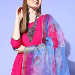 InWeave Regular Kurta with Palazzos & With Dupatta image 4