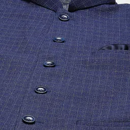ESSAS club Men Checked Nehru Jacket with Pocket Square image 3