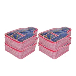 Kuber Industries Set of 4 Pink Checked Blouse Covers-26