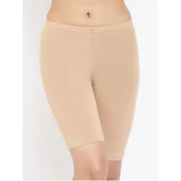 Clovia Cotton Mid Waist Cycling Shorts with Inner Elastic In Nude-picture-19