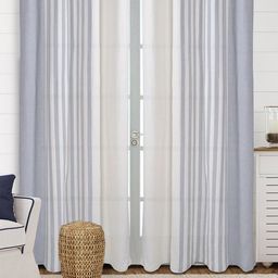 Saral Home Grey & White 2-Pieces Striped Black Out Cotton Door Curtains-image-53