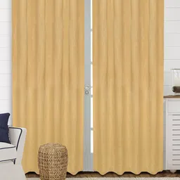 Saral Home Gold-Toned 2-Pieces Solid Black Out Long Door Curtains-image-43