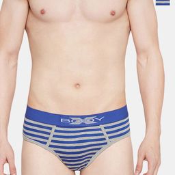 BODYX Men Pack Of 2 Striped Cotton Basic Briefs BX16B-Black-2PCS-XL-30