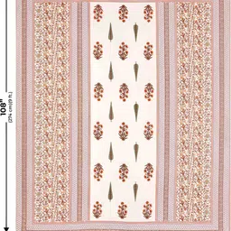 BED-SHEET.COM Pink & White Ethnic Motifs 180 TC Cotton King Bedsheet With 2 Pillow Covers image 2