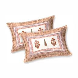 BED-SHEET.COM Pink & White Ethnic Motifs 180 TC Cotton King Bedsheet With 2 Pillow Covers image 4