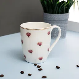 CLAY CRAFT White & Pink 2 Pieces Printed Ceramic Glossy Mugs 300 ml Each-17