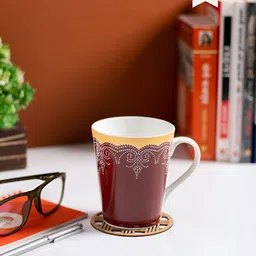 JCPL White & Maroon Printed Ceramic Glossy Mugs Set of Cups and Mugs-52