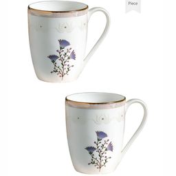 CLAY CRAFT White & Blue 2 Pieces Printed Ceramic Glossy Mugs 300 ml-18